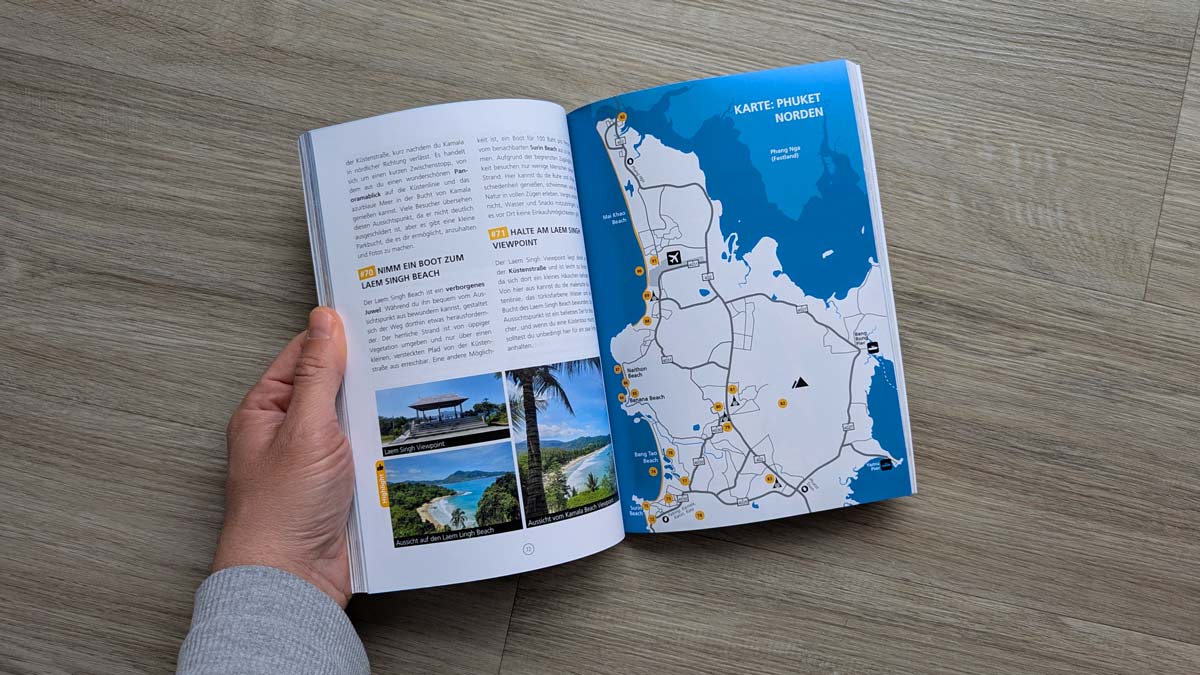 Professionelles Layout und individuell illustrierte Karte eines Reiseführers.