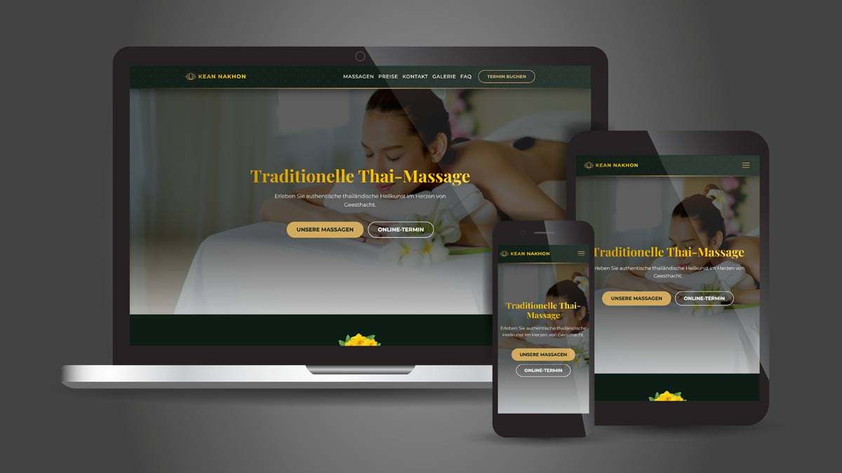 Screenshots der von mir erstellten Webseite der Thai-Massage Geesthacht Kean Nakhon